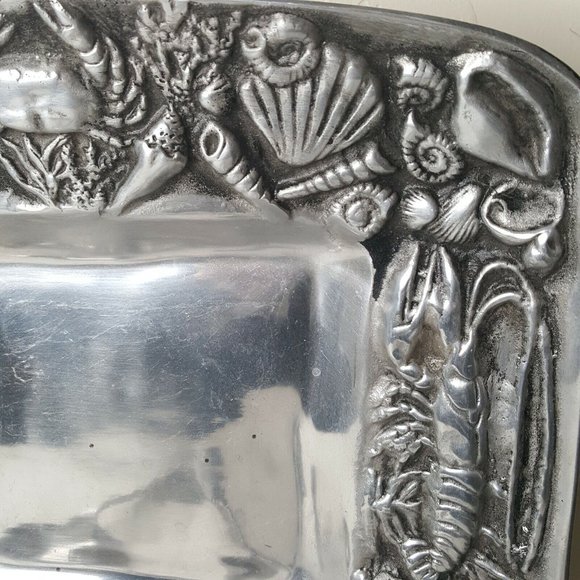 Metal Serving Platter and Spoon Fork Sea Creatures Coastal 3 Pc BETTY BARRENA - Picture 7 of 9